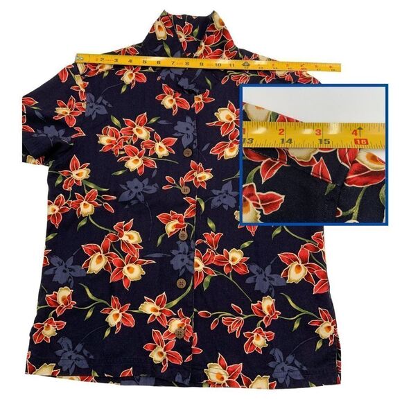 Island Traders Hawaiian Shirt Blouse Multicolor Rayon Floral Short Sleeve Size S - Picture 5 of 9